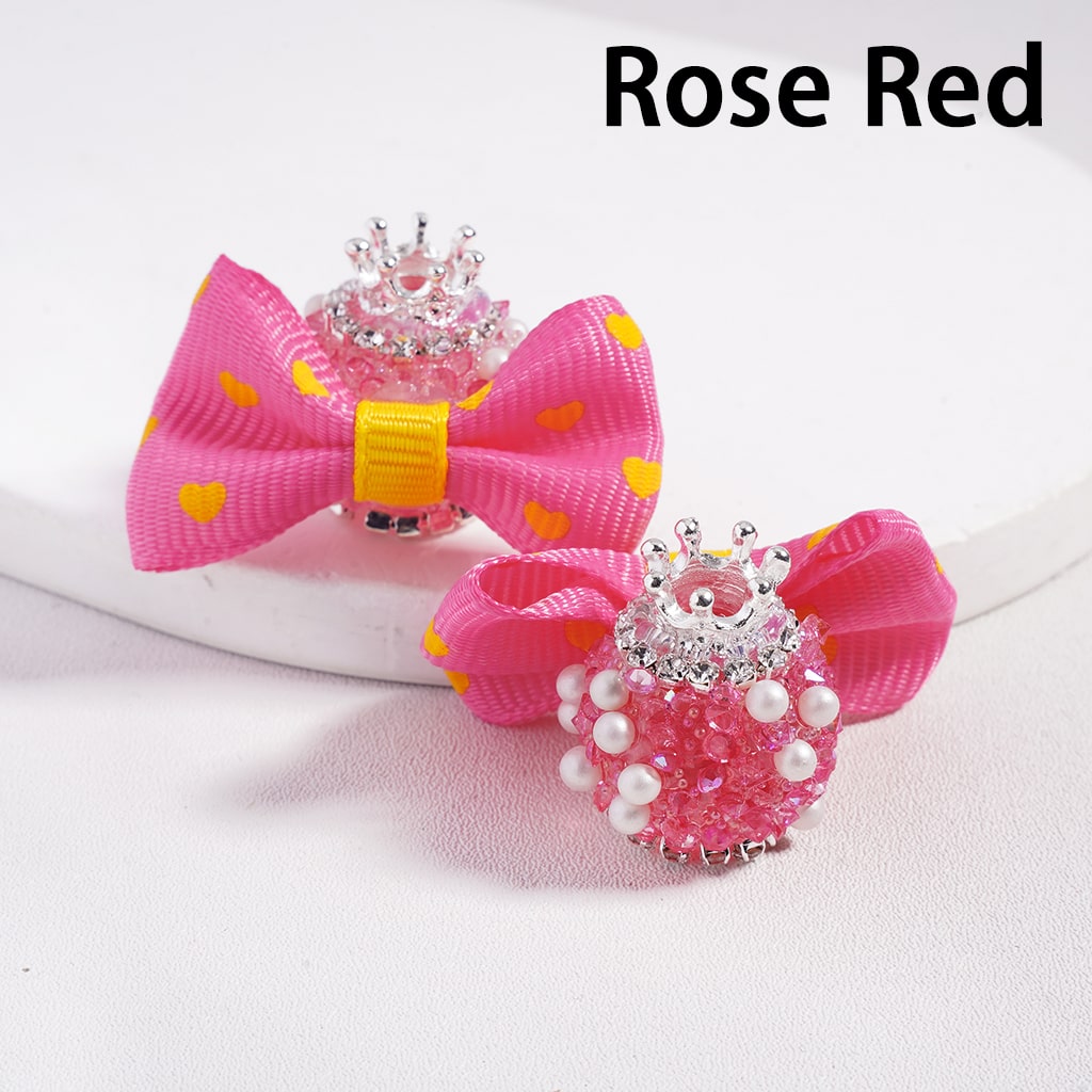 Silver Crown with White Pearls & Rhinestone Cone Multi Color Fabric Bowtie Sugar Acrylic Bead Random Mix