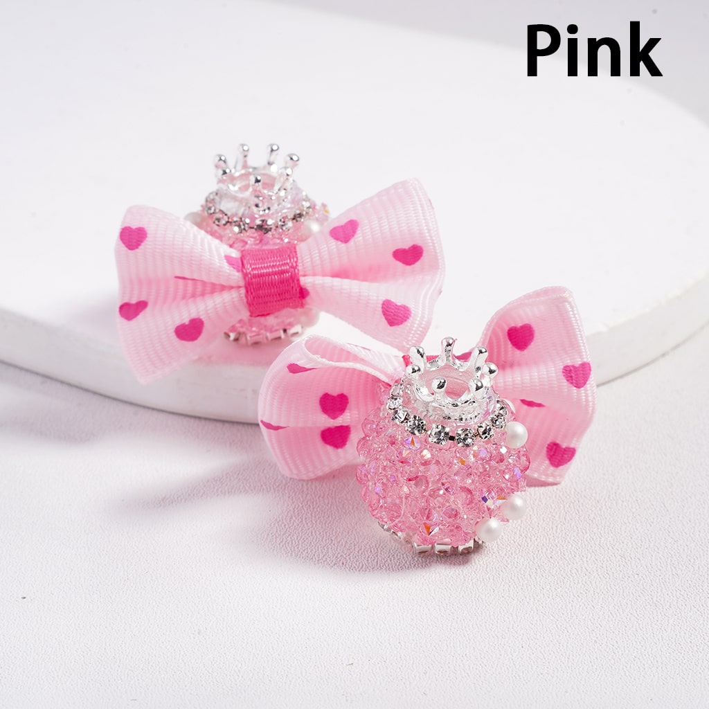 Silver Crown with White Pearls & Rhinestone Cone Multi Color Fabric Bowtie Sugar Acrylic Bead Random Mix