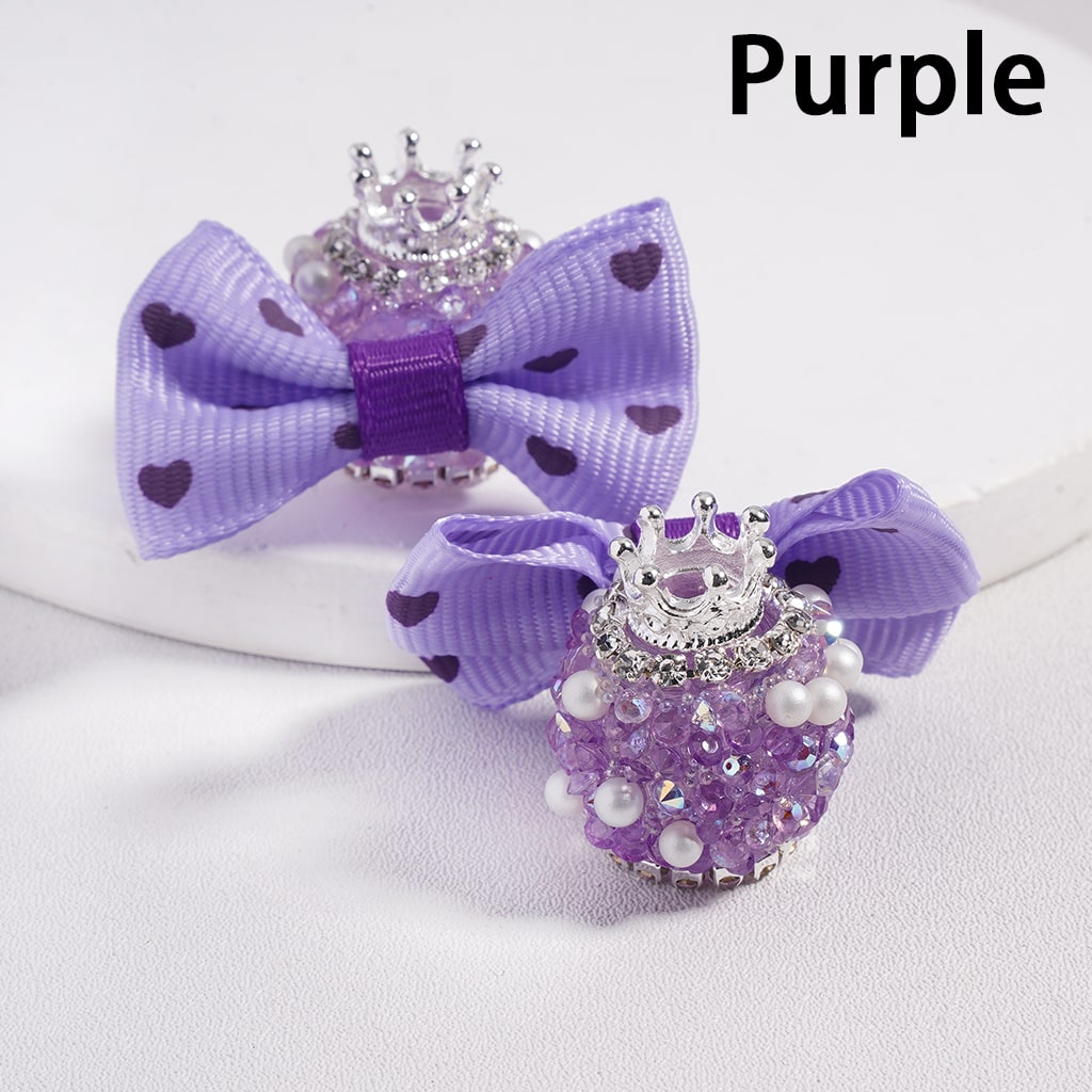 Silver Crown with White Pearls & Rhinestone Cone Multi Color Fabric Bowtie Sugar Acrylic Bead Random Mix