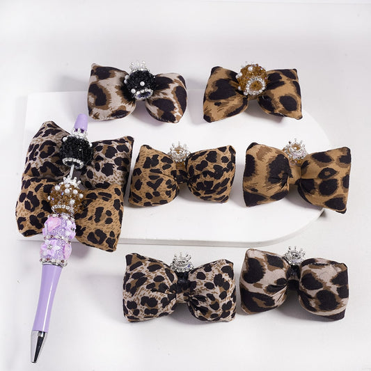 Fancy Silver Crown, White Pearls, Shiny Cone Shape, Rhinestones & Fabric Bowtie Charm, Luxury Sugar Acrylic Beads Random Mix