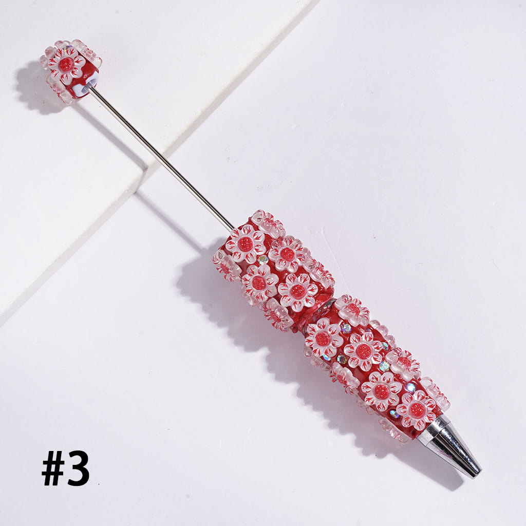 Adorable Sunflower Design with Sparkling AB Rhinestone Beadable Clay Pens, Multi-Color