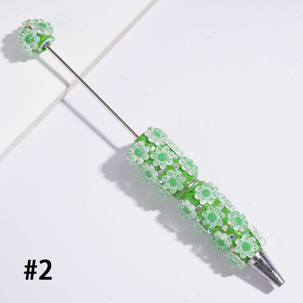 Adorable Sunflower Design with Sparkling AB Rhinestone Beadable Clay Pens, Multi-Color