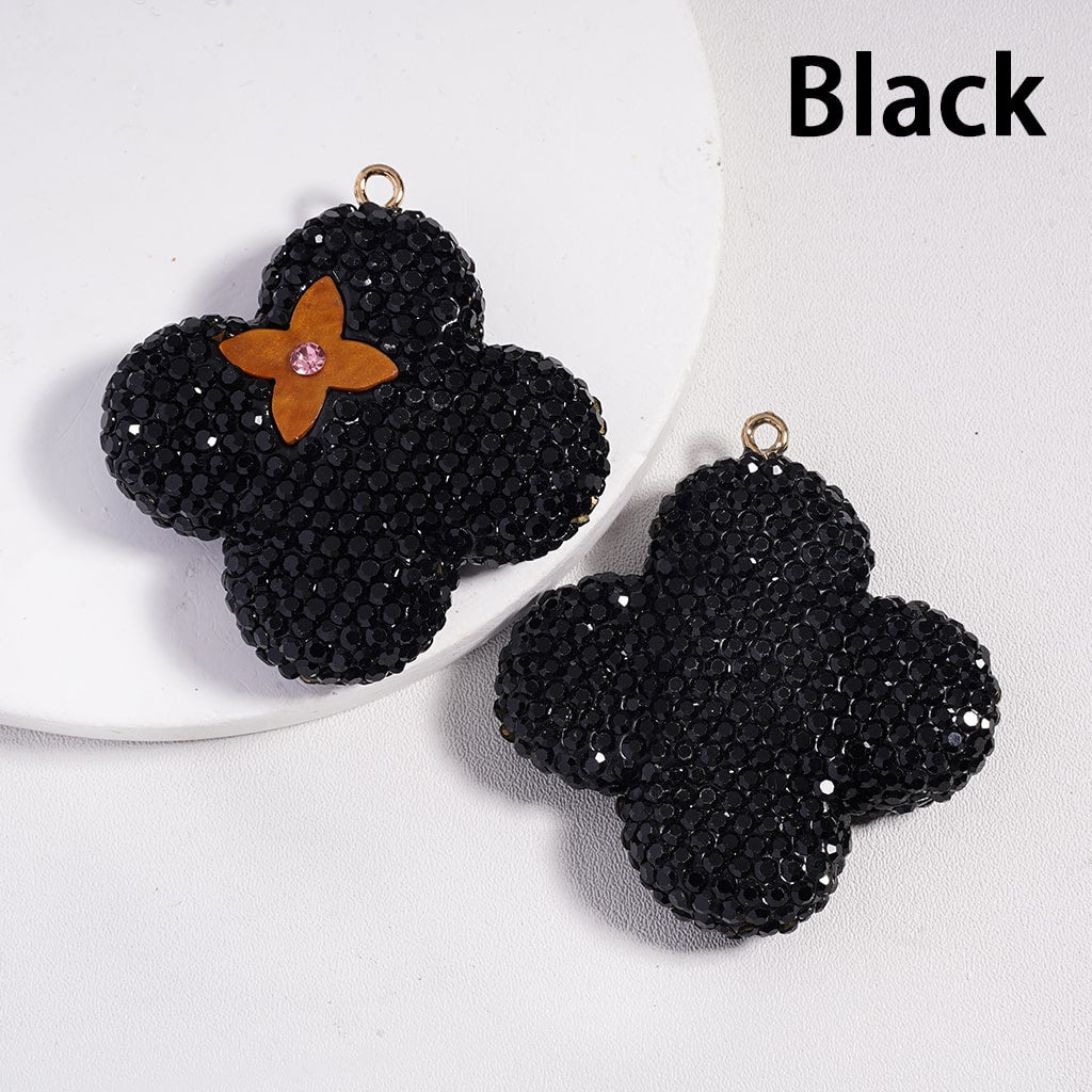 Multi‑Color Four‑Leaf Clover Clay Keychain Pendant Jewelry Accessories with Rhinestones