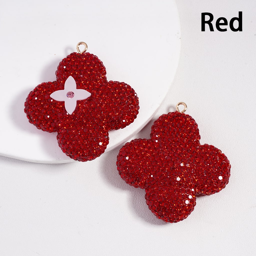 Multi‑Color Four‑Leaf Clover Clay Keychain Pendant Jewelry Accessories with Rhinestones
