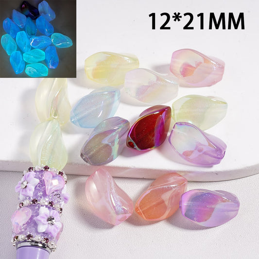 Luminous UV Coated Multi Color Twisty Glow Acrylic Petal Beads