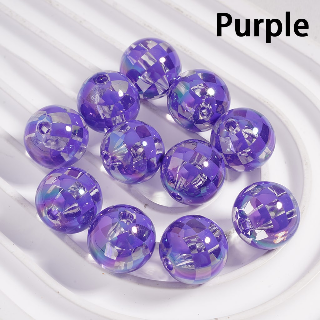 Color Checkered Patterns in Various Colors, Round Transparent Acrylic Beads 16MM