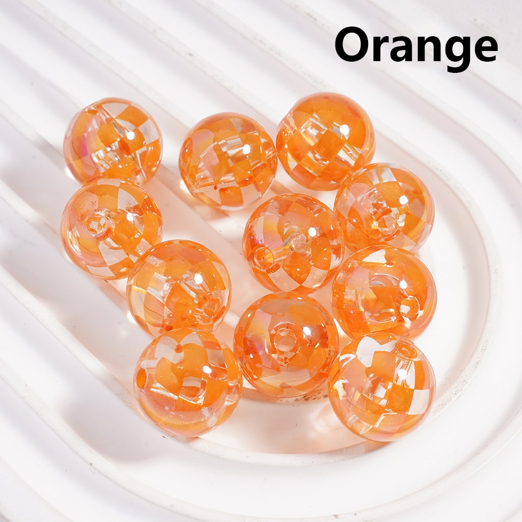 Color Checkered Patterns in Various Colors, Round Transparent Acrylic Beads 16MM