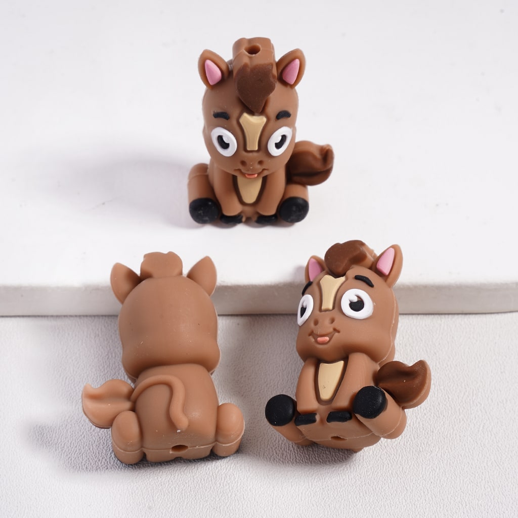 Red Meni Farmhouse Barn Charms with Black Trim and White Accents Silicone Focal Beads