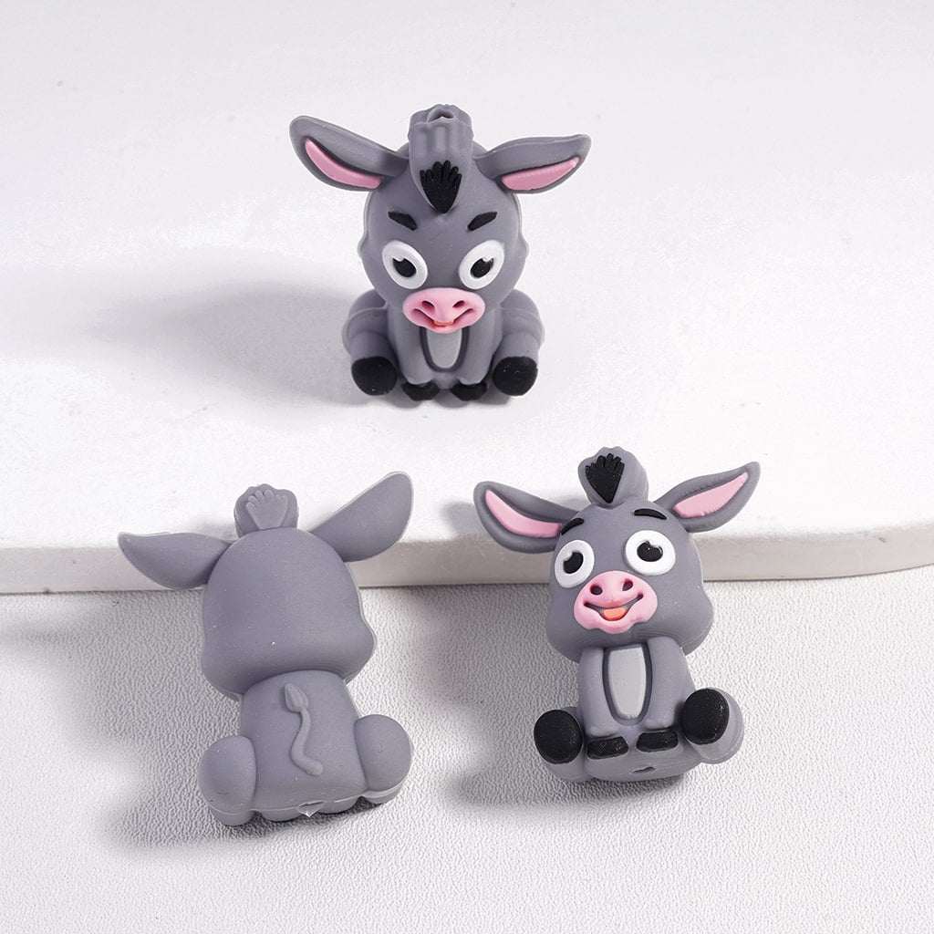 Red Meni Farmhouse Barn Charms with Black Trim and White Accents Silicone Focal Beads