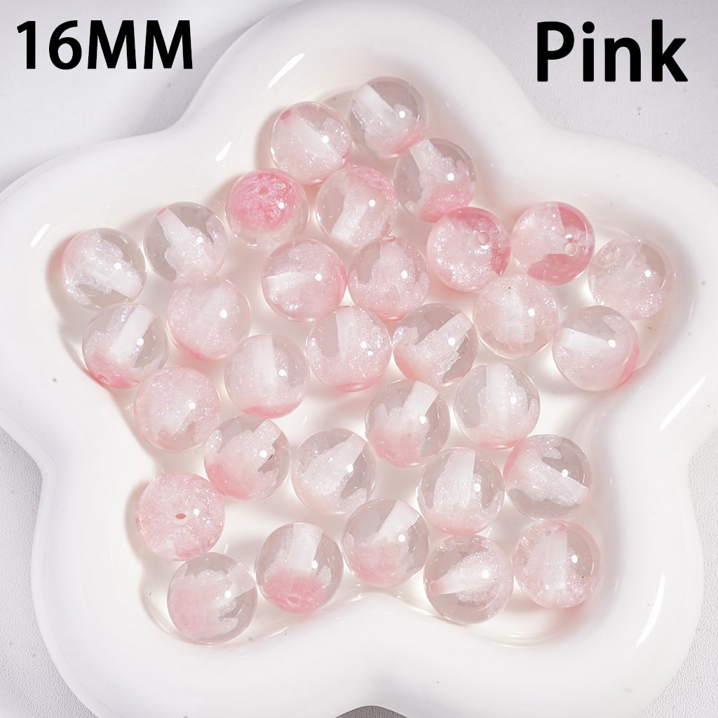 Luminous Glitters & Iceberg Inside, Semi Clear Color Changing, Round Acrylic Beads 16MM