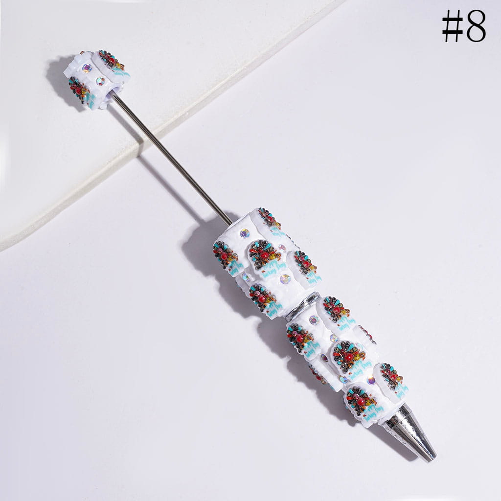 Beadable Clay Pens Thanksgiving Day Theme with Various Food Turkey Truck and AB Rhinestone