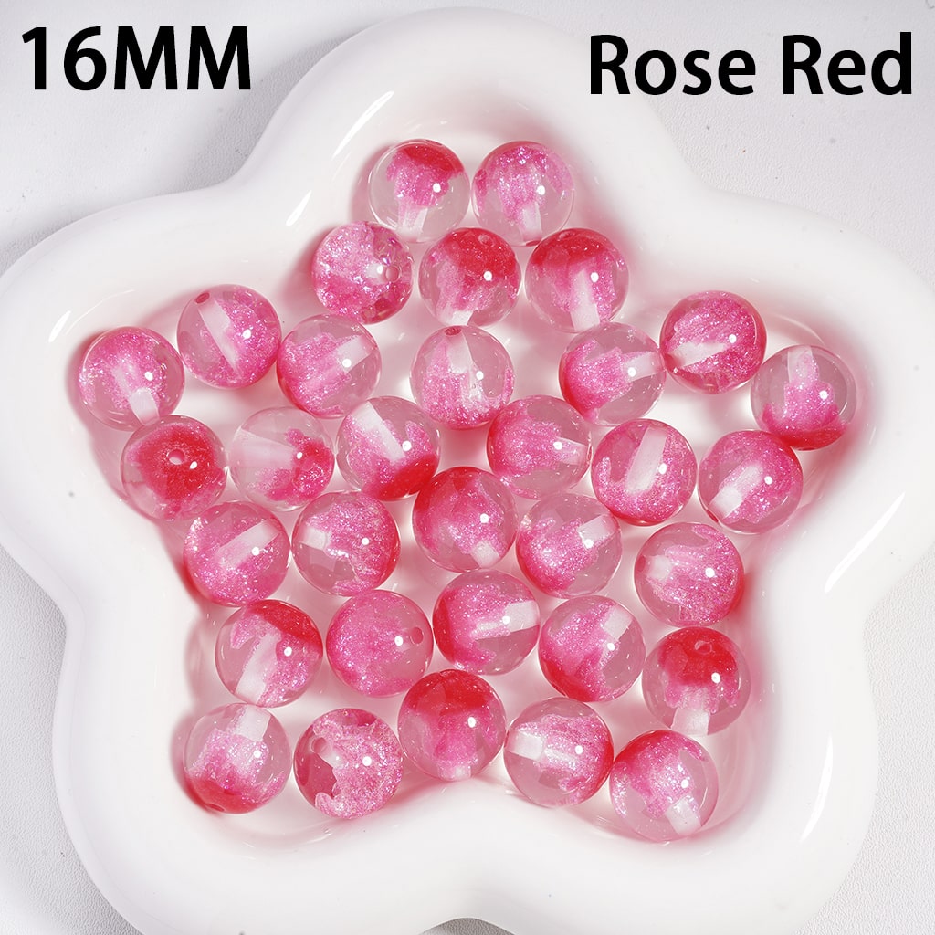 Luminous Glitters & Iceberg Inside, Semi Clear Color Changing, Round Acrylic Beads 16MM