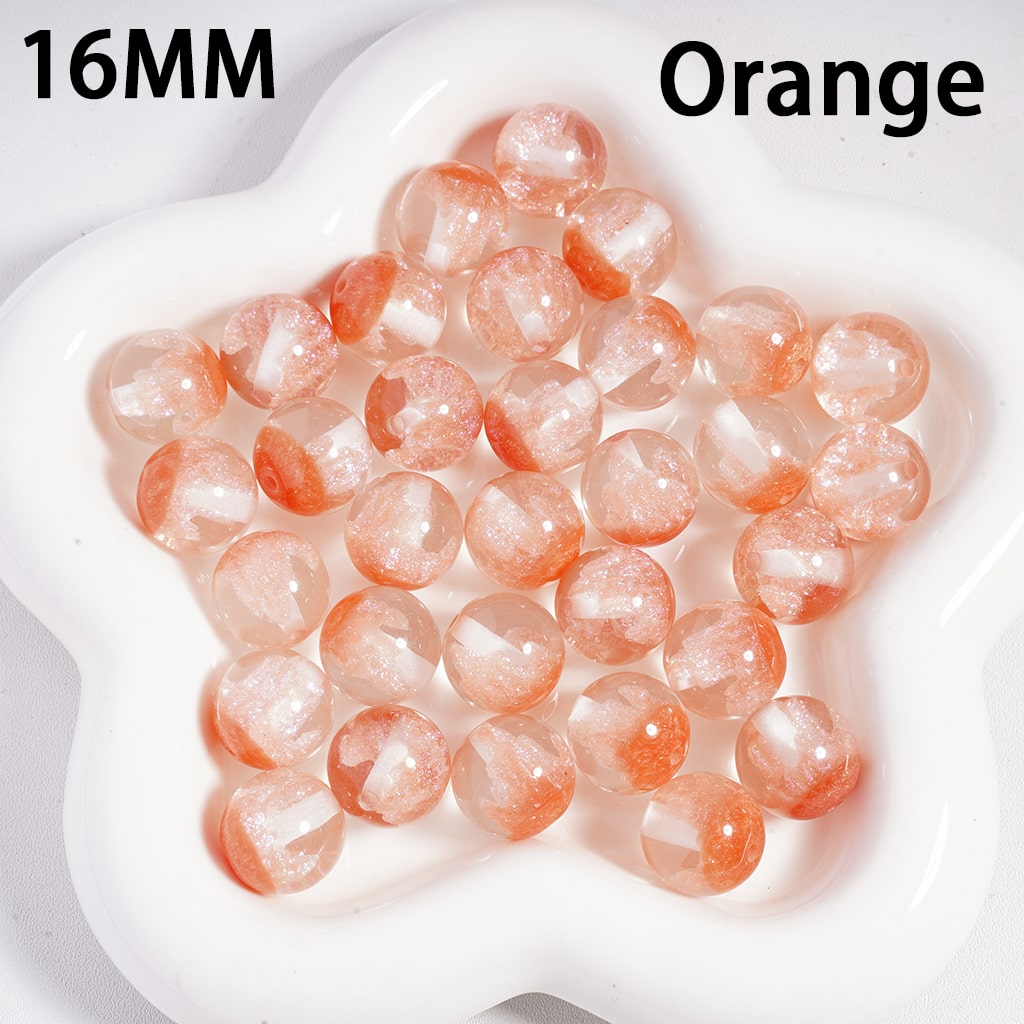 Luminous Glitters & Iceberg Inside, Semi Clear Color Changing, Round Acrylic Beads 16MM