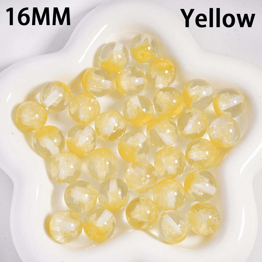 Luminous Glitters & Iceberg Inside, Semi Clear Color Changing, Round Acrylic Beads 16MM