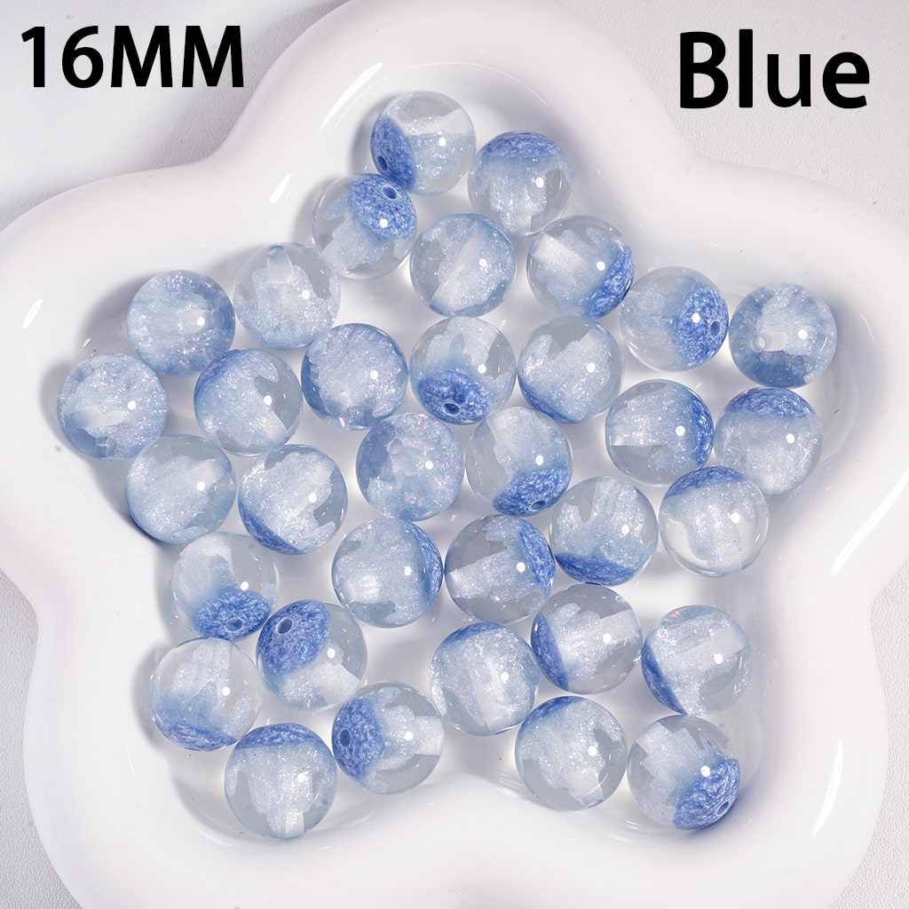 Luminous Glitters & Iceberg Inside, Semi Clear Color Changing, Round Acrylic Beads 16MM