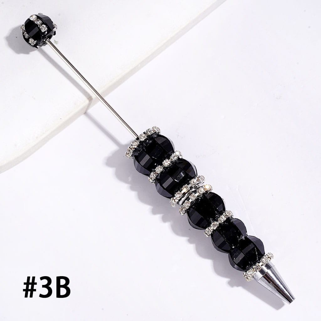 Handmade Beadable Pens Leaf Shaped Rhinestones with Glitter and Clear Rhinestone Chains, Multi-Color
