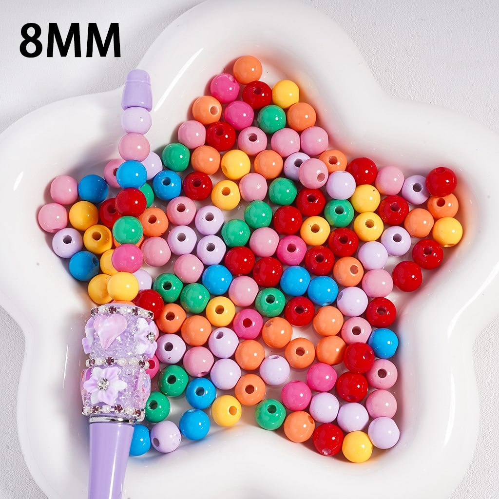 Stoving Varnish Multi-Solid Color Round Acrylic Waist Beads for Jewelry Making 8mm Random Mix