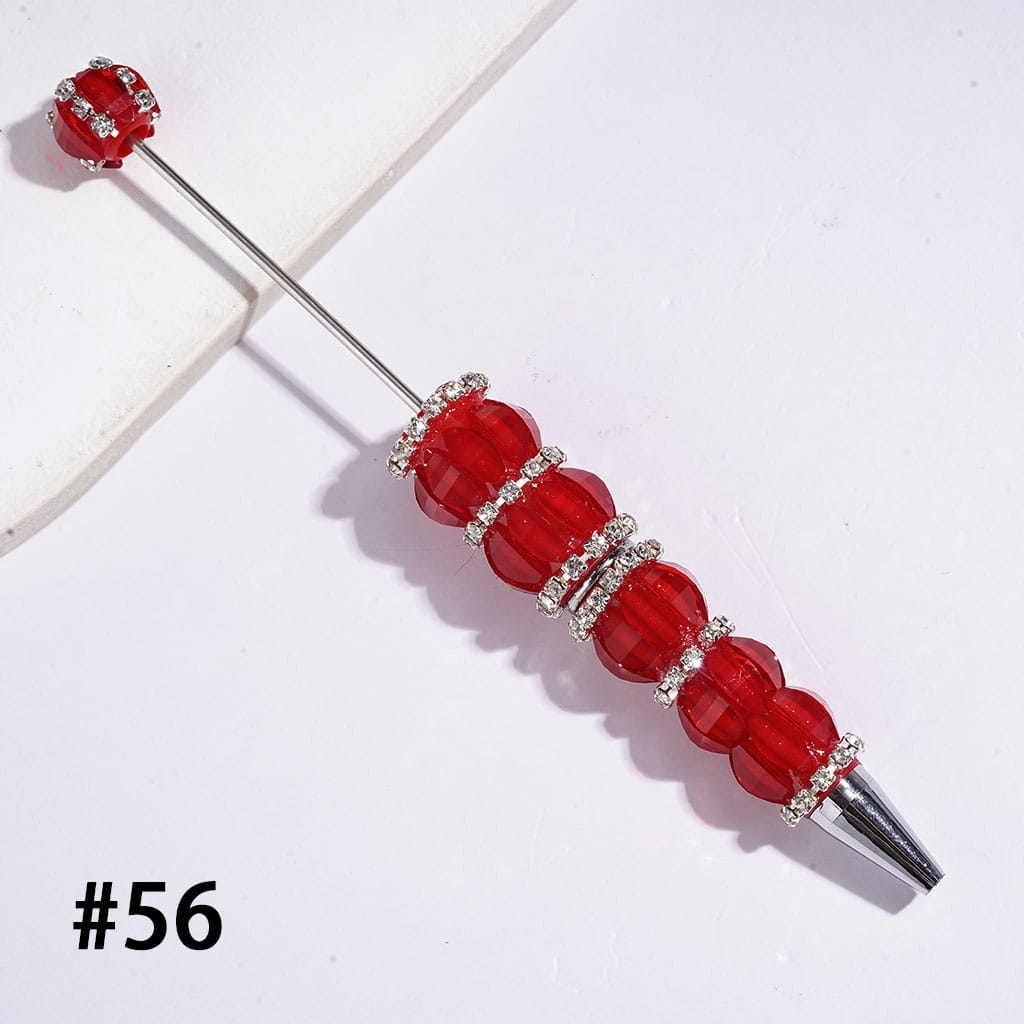 Handmade Beadable Pens Leaf Shaped Rhinestones with Glitter and Clear Rhinestone Chains, Multi-Color