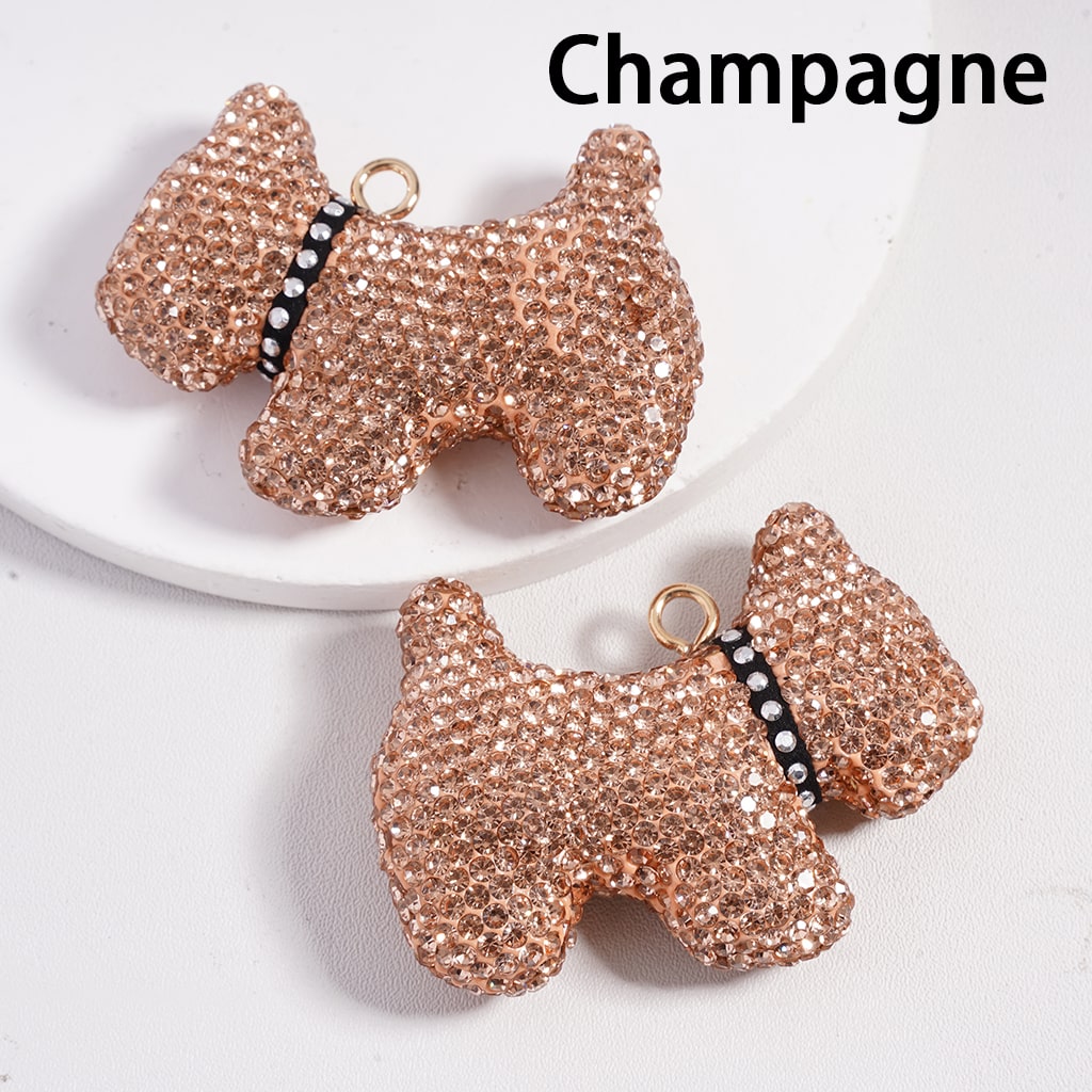 Multi Color Clay Keychain Clear Rhinestones Dog Pendant Jewelry Accessories Random Mix 42×55 mm