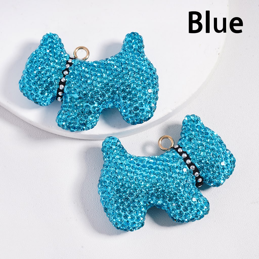 Multi Color Clay Keychain Clear Rhinestones Dog Pendant Jewelry Accessories Random Mix 42×55 mm