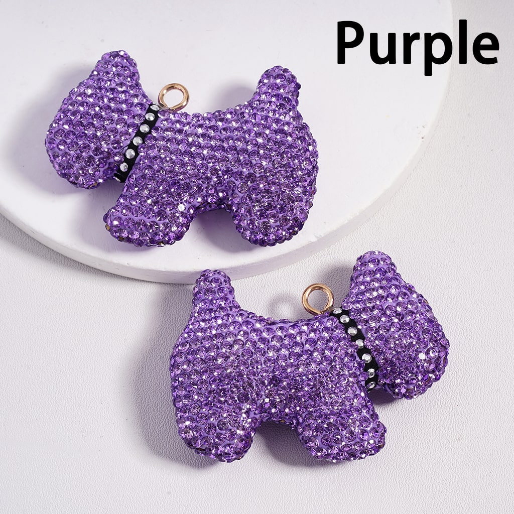 Multi Color Clay Keychain Clear Rhinestones Dog Pendant Jewelry Accessories Random Mix 42×55 mm