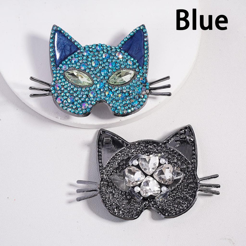 Cat Head Face Mask Bead White Pearls & Green Rhinestone Eyes Clay Beads 48*72MM