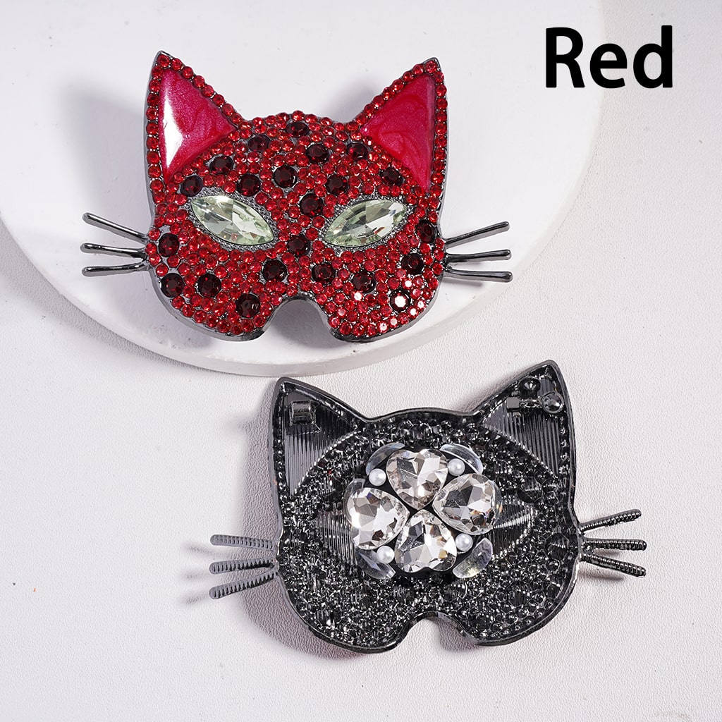 Cat Head Face Mask Bead White Pearls & Green Rhinestone Eyes Clay Beads 48*72MM