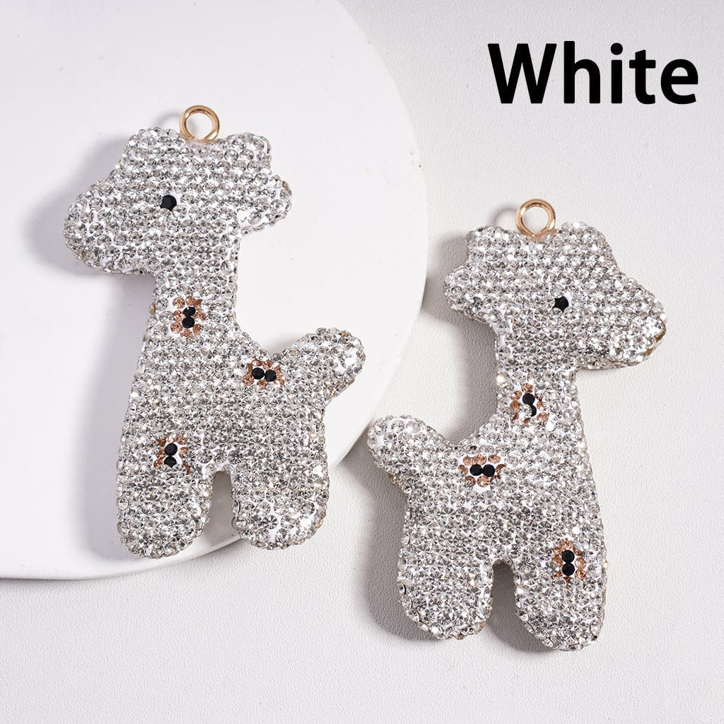 Giraffe Shape Multi Color Giraffe Clay Keychain Pendant Rhinestones Jewelry Accessories, 50*72MM