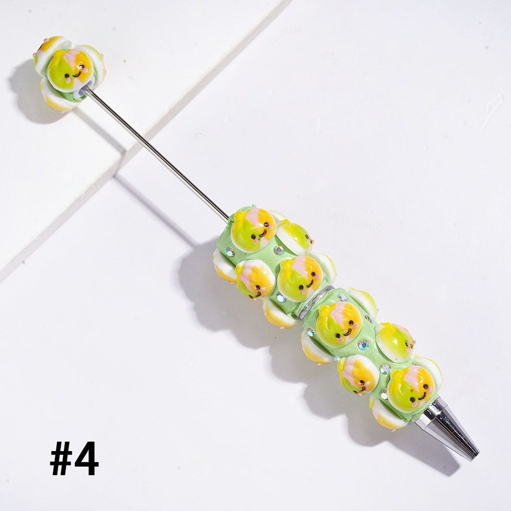 Beadable Clay Pens with Three-Color Gradient Dumpling and AB Rhinestones, Multi-Color
