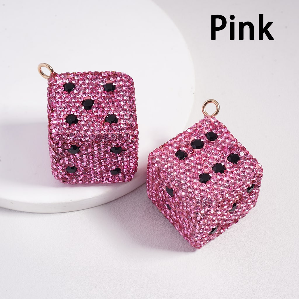 Black & Clear Dice Keychain Multi Color Rhinestones  Jewelry Accessories Clay Beads Random Mix