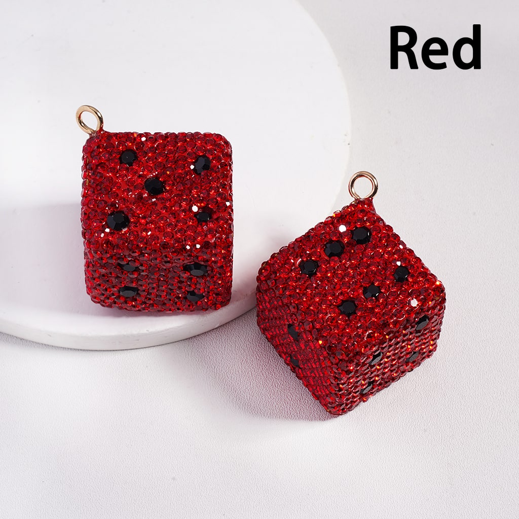 Black & Clear Dice Keychain Multi Color Rhinestones  Jewelry Accessories Clay Beads Random Mix