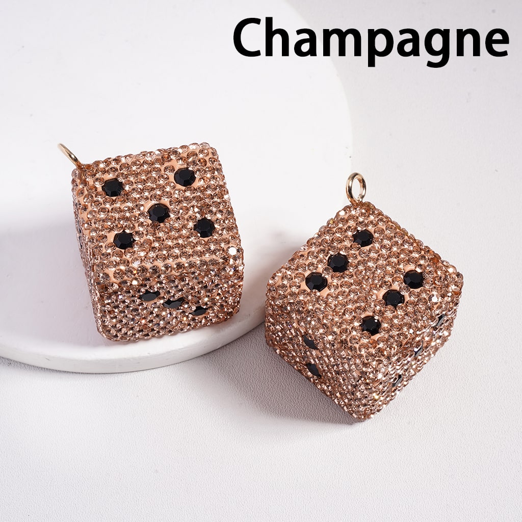 Black & Clear Dice Keychain Multi Color Rhinestones  Jewelry Accessories Clay Beads Random Mix