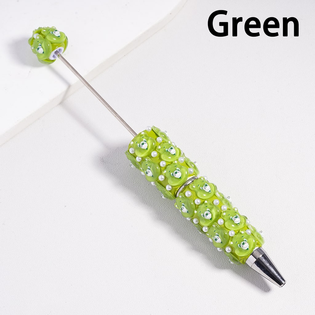 Cute Bear Face Multi Color Beadable Clay Pen with White Pearls