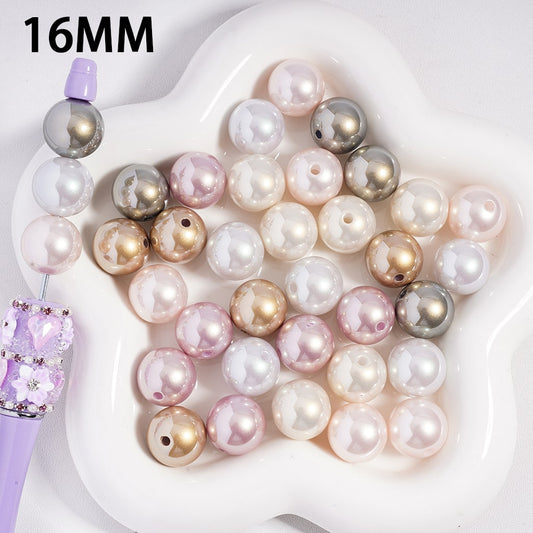 Shiny Pearl Style Pastel Solid Color Shiny Round Acrylic Beads 16MM, Random Mix