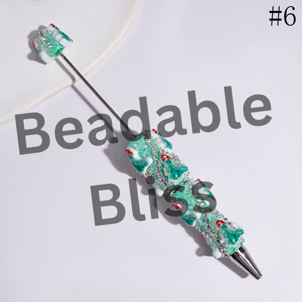 Beadable Sugar Pens with Classic Animation Pretty Princess Character & Cone Shaped Clear Rhinestones, AB Rhinestone Chains