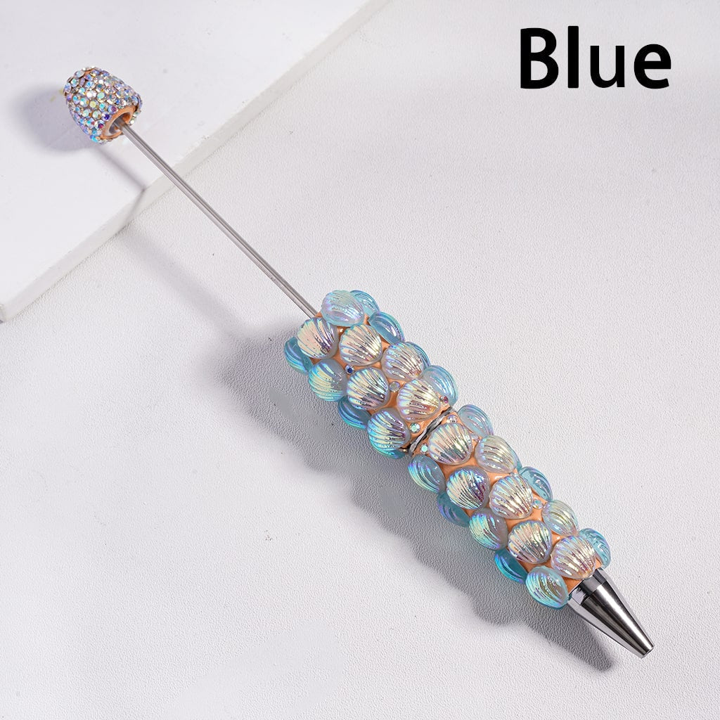 UV Coated Multi Color Seashell Beadable Clay Pen with Clear & AB Rhinestones Random Mix
