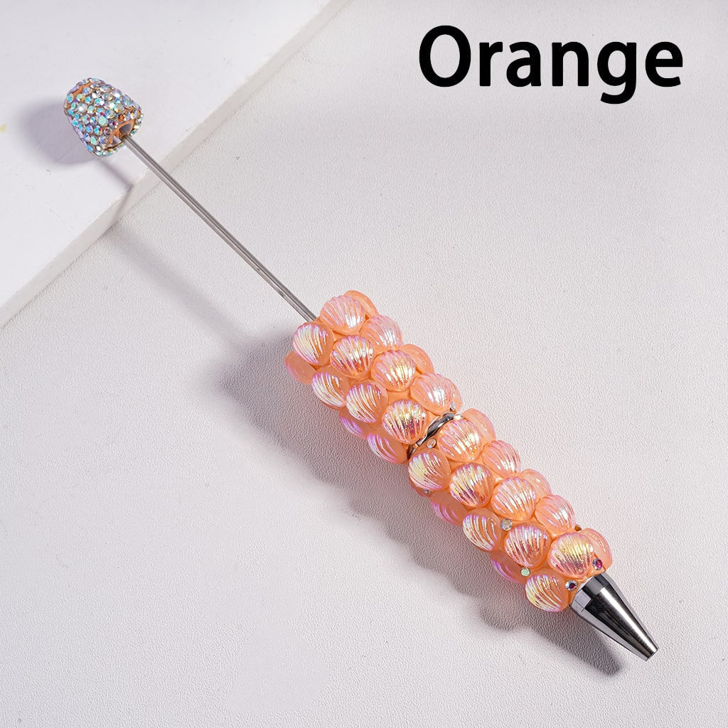 UV Coated Multi Color Seashell Beadable Clay Pen with Clear & AB Rhinestones Random Mix