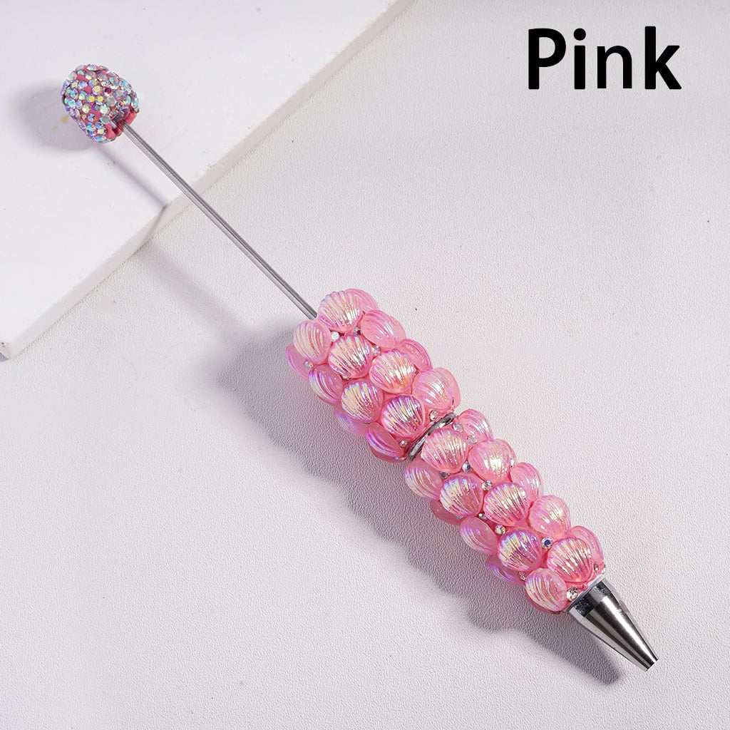 UV Coated Multi Color Seashell Beadable Clay Pen with Clear & AB Rhinestones Random Mix