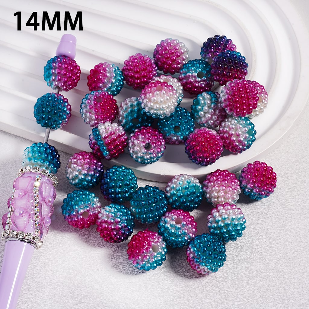 Bumpy in Bayberry Style, Ombre Color Dark Blue and Rose Pink Acrylic Beads Size 14MM,