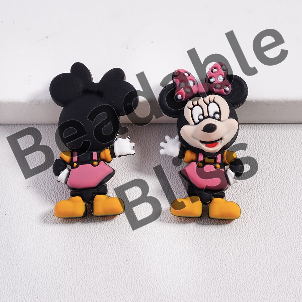 Silicone Focal Beads 3D Cute Honey Bear and Girl Boy Mouse and Pink Girl Teacher Characters