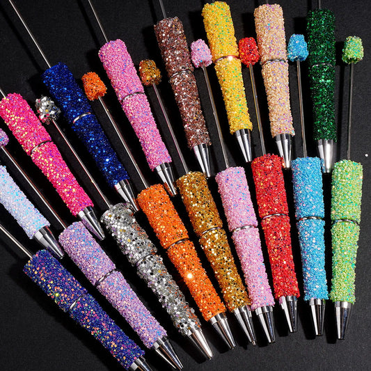 Sparkling Mini Shimmering Sequin Covered Design Hand-Made Beadable Pens , Multi-Color (Please Read Description)