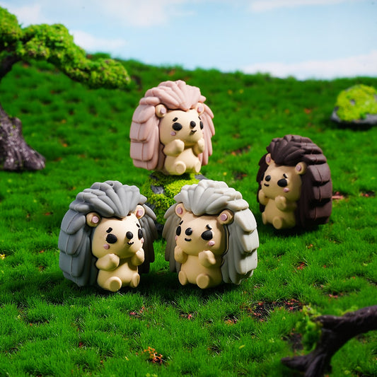 3D Cute Hedgehog Sitting Position Silicone Focal Beads Random Mix