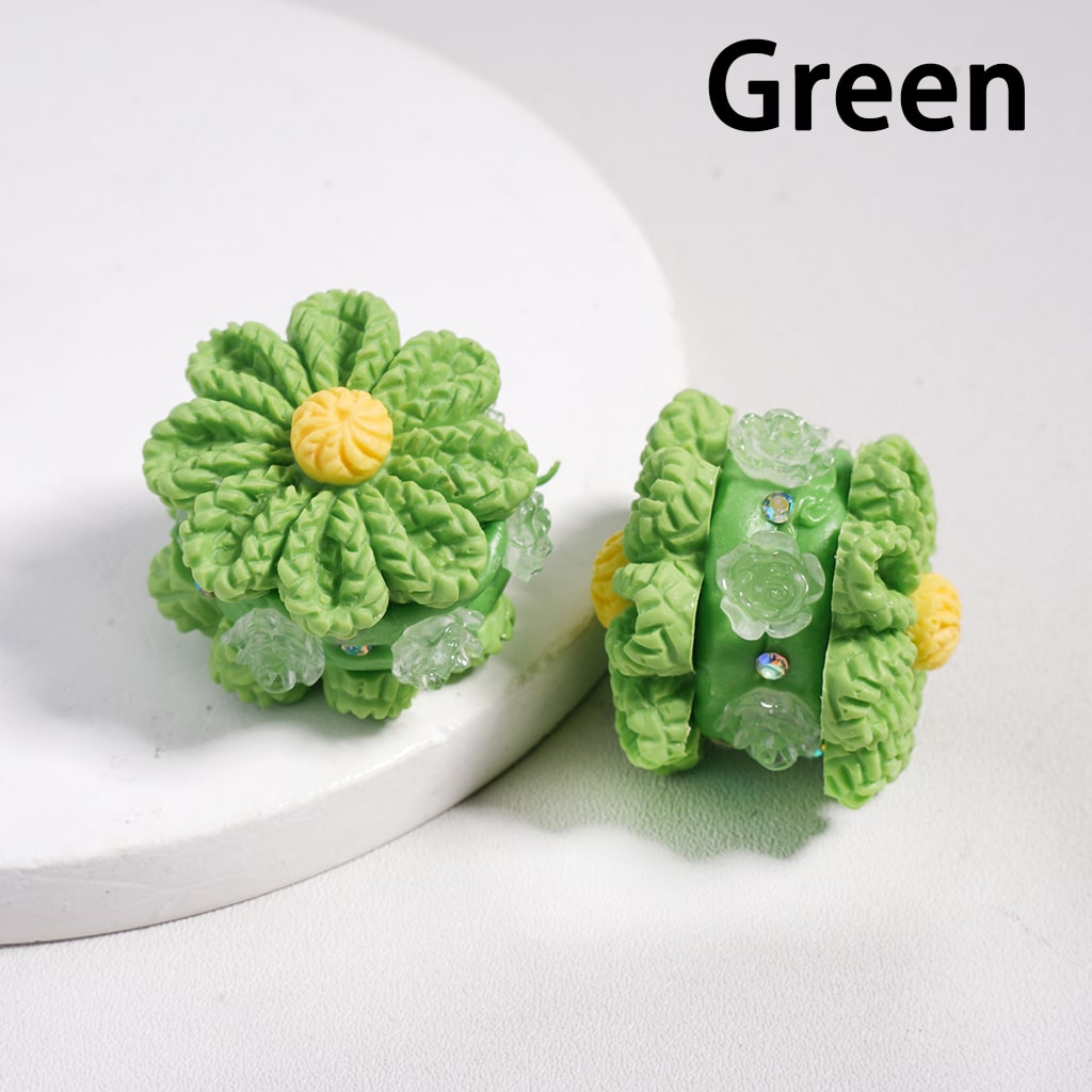 Solid Color Flower with Knit Patterns & Clear Rose Flowers, AB Rhinestones Multi‑Color Clay Beads 23*28MM