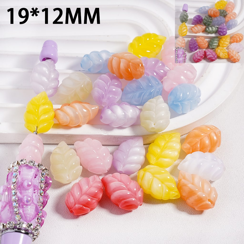 Color Changing Cat Eye Style Leaf Shape, Multi Color, Acrylic Beads 19*12MM, Random Mix