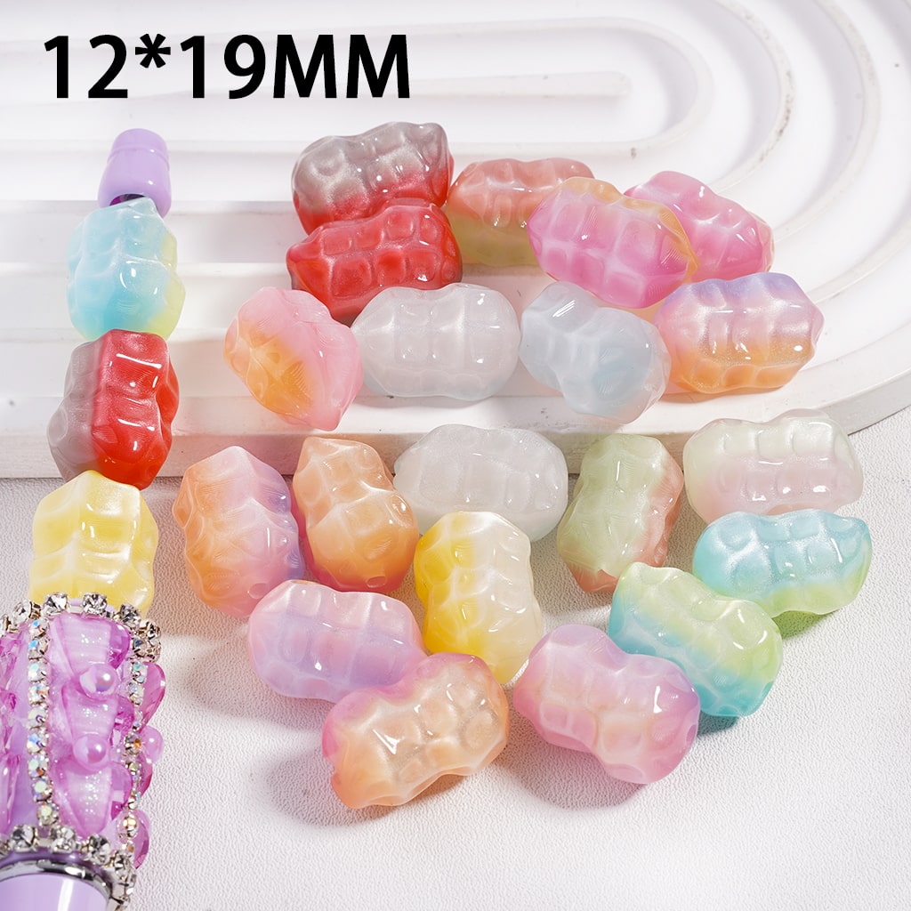Cute Cat Ombre Color Eye Style Multi-Color Harry Shape, Acrylic Beads 12*19MM, Random Mix