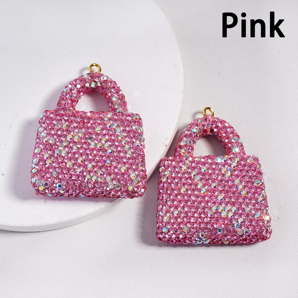 Multi Color Clay Bag Keychain Pendant & Jewelry Accessories with Rhinestones  40*51MM Random Mix