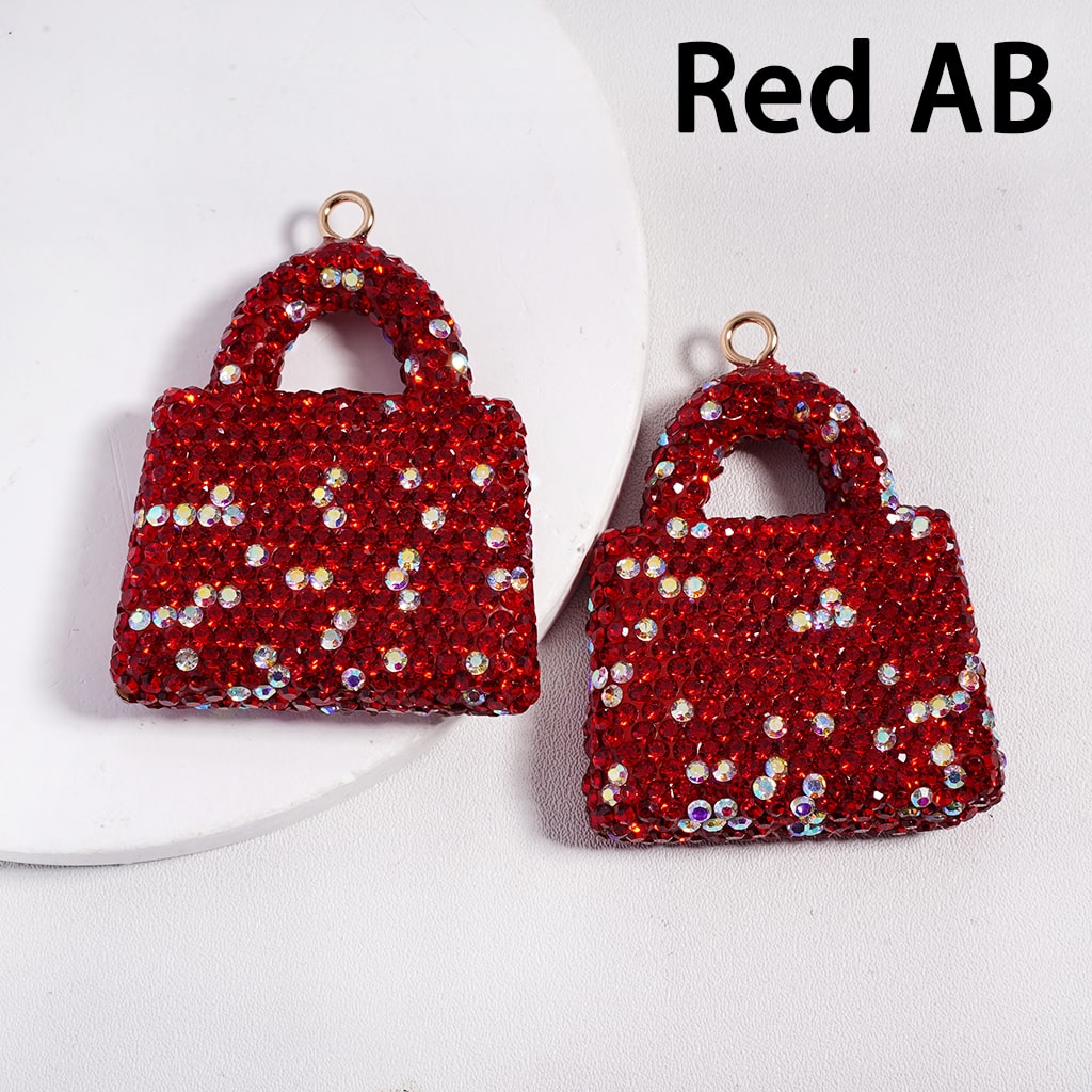 Multi Color Clay Bag Keychain Pendant & Jewelry Accessories with Rhinestones  40*51MM Random Mix