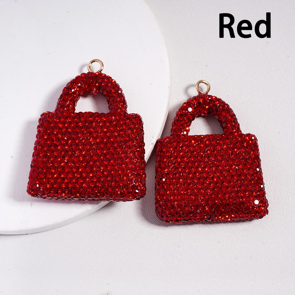 Multi Color Clay Bag Keychain Pendant & Jewelry Accessories with Rhinestones  40*51MM Random Mix