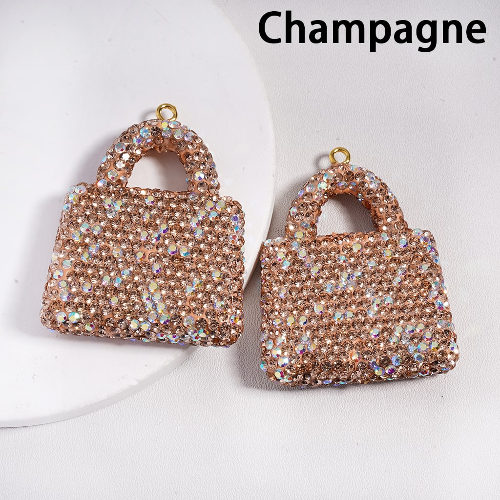 Multi Color Clay Bag Keychain Pendant & Jewelry Accessories with Rhinestones  40*51MM Random Mix
