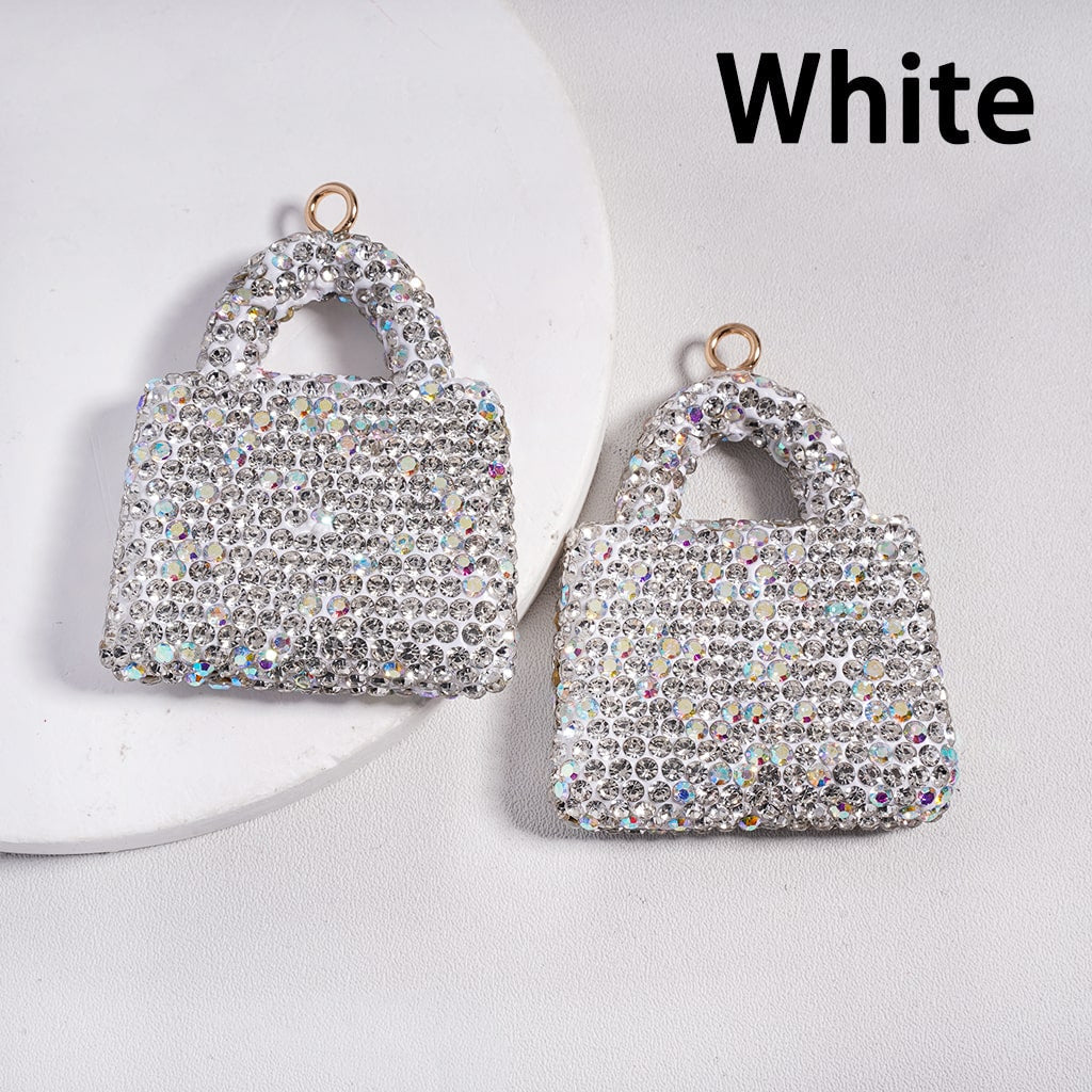 Multi Color Clay Bag Keychain Pendant & Jewelry Accessories with Rhinestones  40*51MM Random Mix